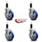 Service Caster 5'' Blue Poly Swivel 1-1/4'' Expanding Stem Caster Set with Brake, 4PK SCC-EX20S514-PPUB-BLUE-TLB-114-4 - alternate 3